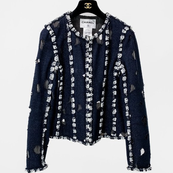 Chanel SS11 Metallic Distressed Hole Tweed Paneled Jacket - Picture 4 of 16